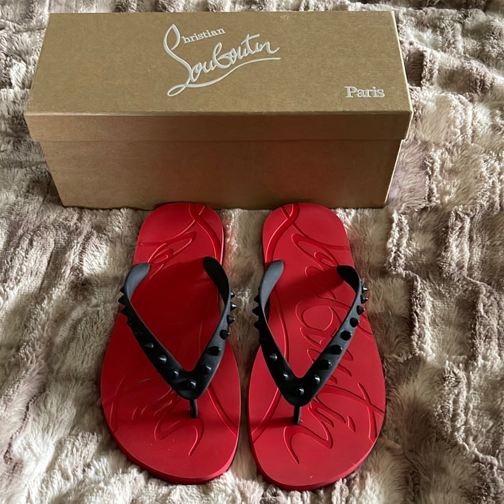 Christian Louboutin Red and Black Sandals